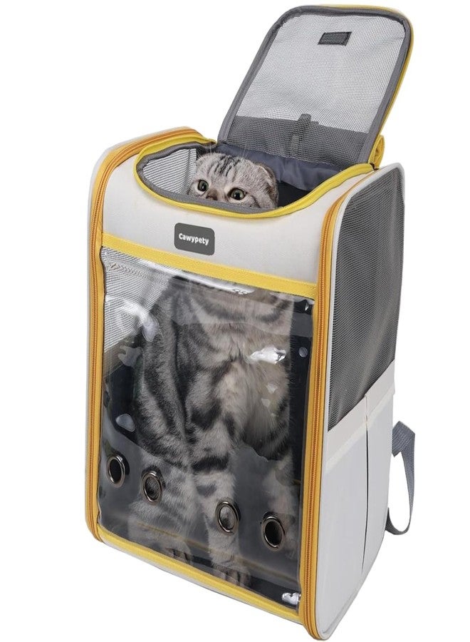 Onomie Cat Backpack Carrier, Breathable Cat Carrier Large Space Bubble Pet Backpack for Kitty Small Dog up to 15lbs, Transparent & Foldable Pet Carrier for Travel Hiking (Yellow and Beige) - Image 2